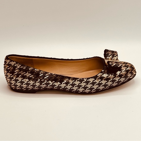 SALVATORE FERRAGAMO Sequin Herringbone Varina Coo Ballet Flat, Size 6.5 - Picture 4 of 11